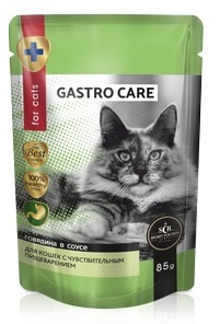 пауч Secret For Pets GASTRO CARE 85 гр  для кошек кусочки Говядины в соусе с чувствит. пищеварением 